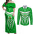 Custom Kimbe Cutters Rugby Couples Matching Off Shoulder Maxi Dress and Long Sleeve Button Shirts Papua New Guinea Polynesian Tattoo Green Version LT03 Green - Polynesian Pride