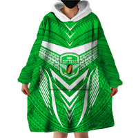 Custom Kimbe Cutters Rugby Wearable Blanket Hoodie Papua New Guinea Polynesian Tattoo Green Version LT03 - Polynesian Pride