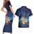 Polynesian Scuba Diving Couples Matching Short Sleeve Bodycon Dress and Hawaiian Shirt Honu with Hibiscus and Plumeria Flower and Tapa Tribal Pattern