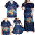 Polynesian Scuba Diving Family Matching Off Shoulder Maxi Dress and Hawaiian Shirt Honu with Hibiscus and Plumeria Flower and Tapa Tribal Pattern