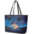 Polynesian Scuba Diving Leather Tote Bag Honu with Hibiscus and Plumeria Flower and Tapa Tribal Pattern