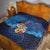 Polynesian Scuba Diving Quilt Honu with Hibiscus and Plumeria Flower and Tapa Tribal Pattern