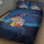 Polynesian Scuba Diving Quilt Bed Set Honu with Hibiscus and Plumeria Flower and Tapa Tribal Pattern