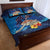 Polynesian Scuba Diving Quilt Bed Set Honu with Hibiscus and Plumeria Flower and Tapa Tribal Pattern