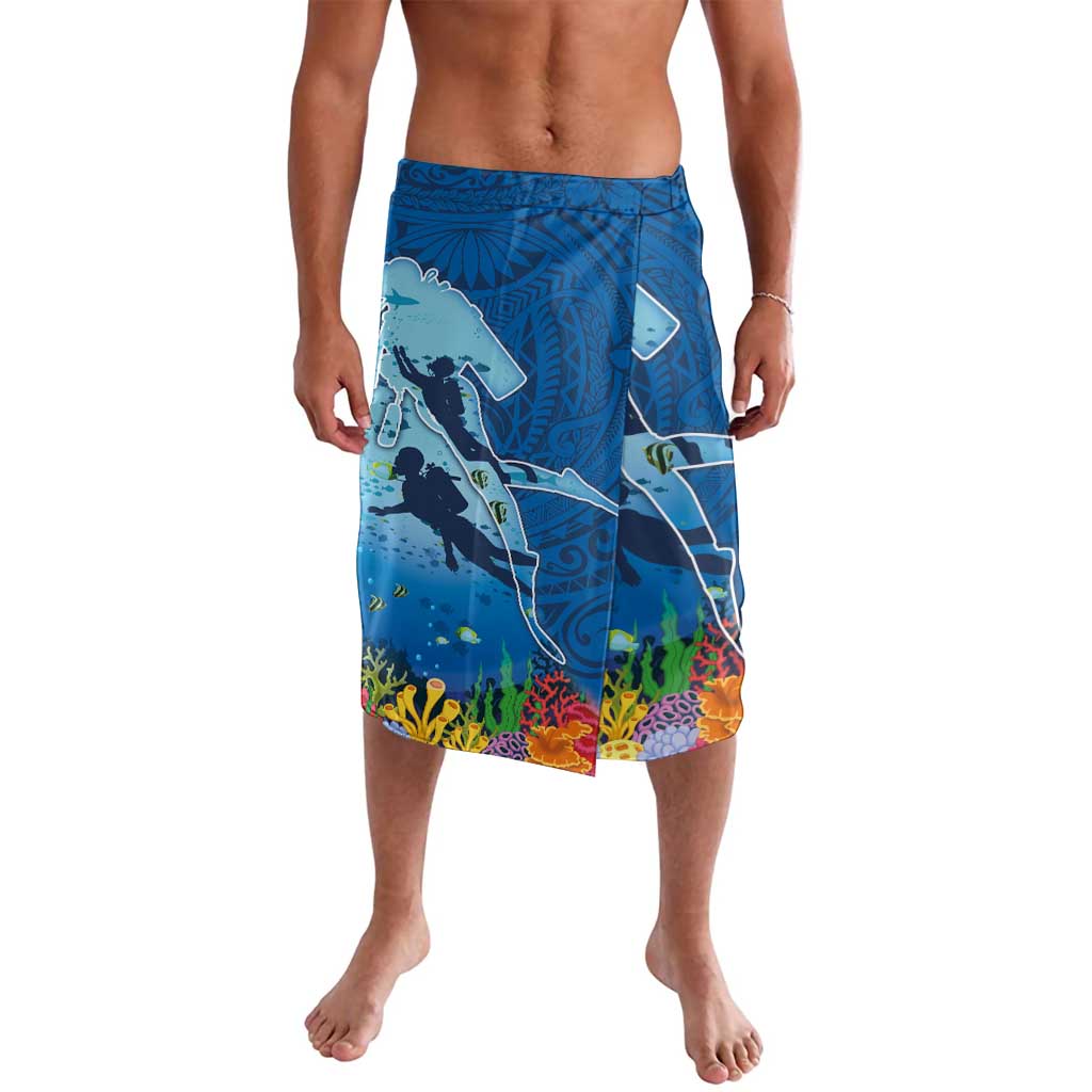 Polynesian Scuba Diving Lavalava Beauty Corals with Underwater and Polynesian Pattern