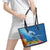 Polynesian Scuba Diving Leather Tote Bag Beauty Corals with Underwater and Polynesian Pattern