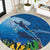 Polynesian Scuba Diving Round Carpet Beauty Corals with Underwater and Polynesian Pattern