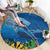 Polynesian Scuba Diving Round Carpet Beauty Corals with Underwater and Polynesian Pattern