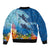 Polynesian Scuba Diving Sleeve Zip Bomber Jacket Beauty Corals with Underwater and Polynesian Pattern