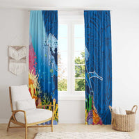 Polynesian Scuba Diving Window Curtain Beauty Corals with Underwater and Polynesian Pattern LT03 - Polynesian Pride