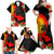 Hawaii Maui Island Family Matching Off Shoulder Maxi Dress and Hawaiian Shirt Maui Map With Tropical Forest Sunset Vibe LT03 - Polynesian Pride