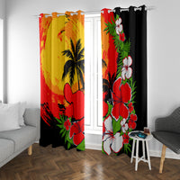 Hawaii Maui Island Window Curtain Maui Map With Tropical Forest Sunset Vibe LT03 Grommets Black - Polynesian Pride