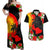 Custom Hawaii Maui Island Couples Matching Off Shoulder Maxi Dress and Hawaiian Shirt Maui Map With Tropical Forest Sunset Vibe LT03 Black - Polynesian Pride