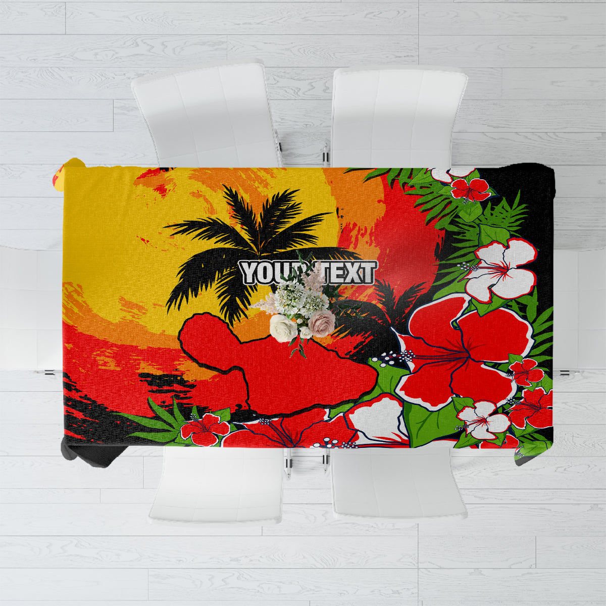 Custom Hawaii Maui Island Tablecloth Maui Map With Tropical Forest Sunset Vibe LT03 Black - Polynesian Pride