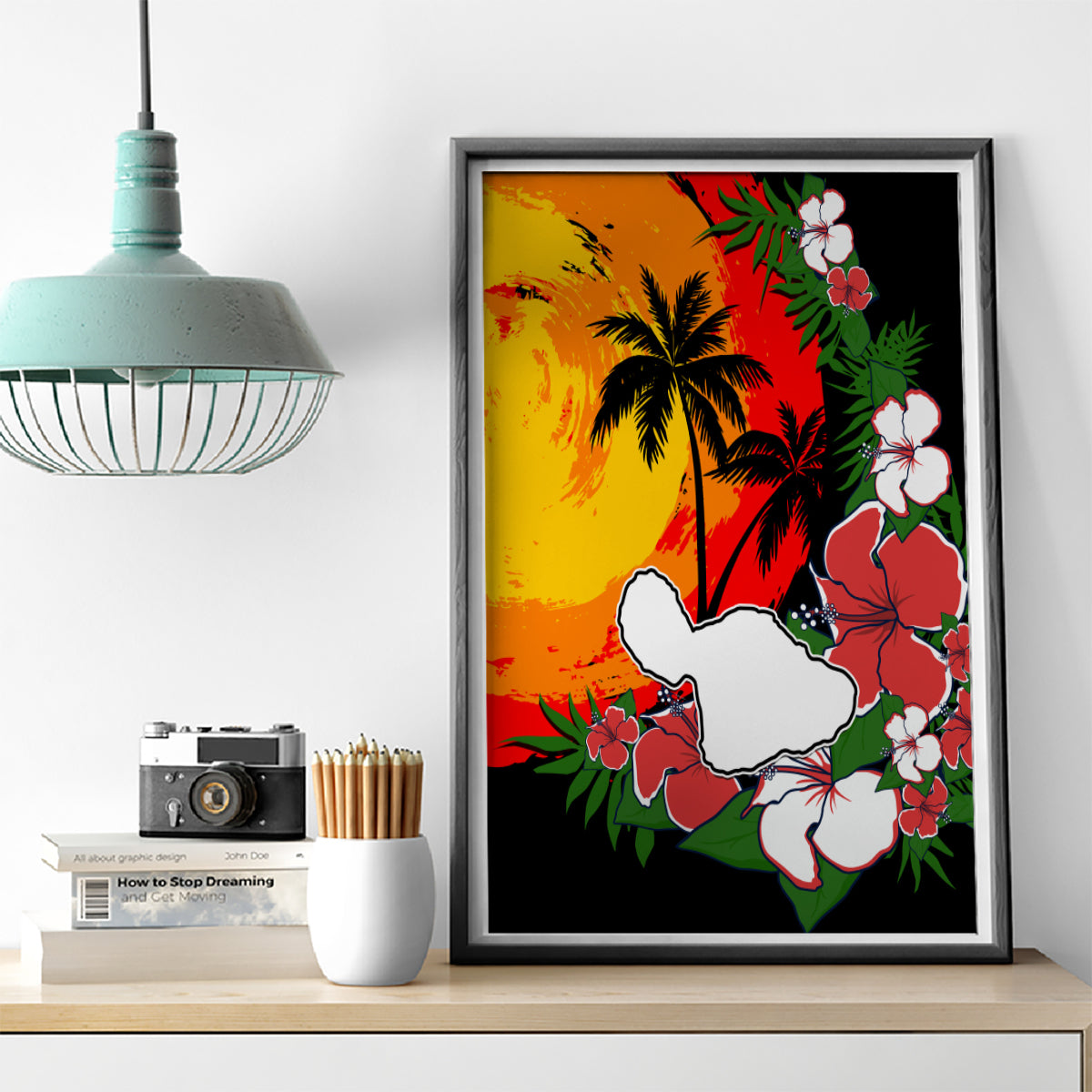 Hawaii Maui Island Canvas Wall Art Maui Map With Tropical Forest Vintage Style LT03 - Polynesian Pride
