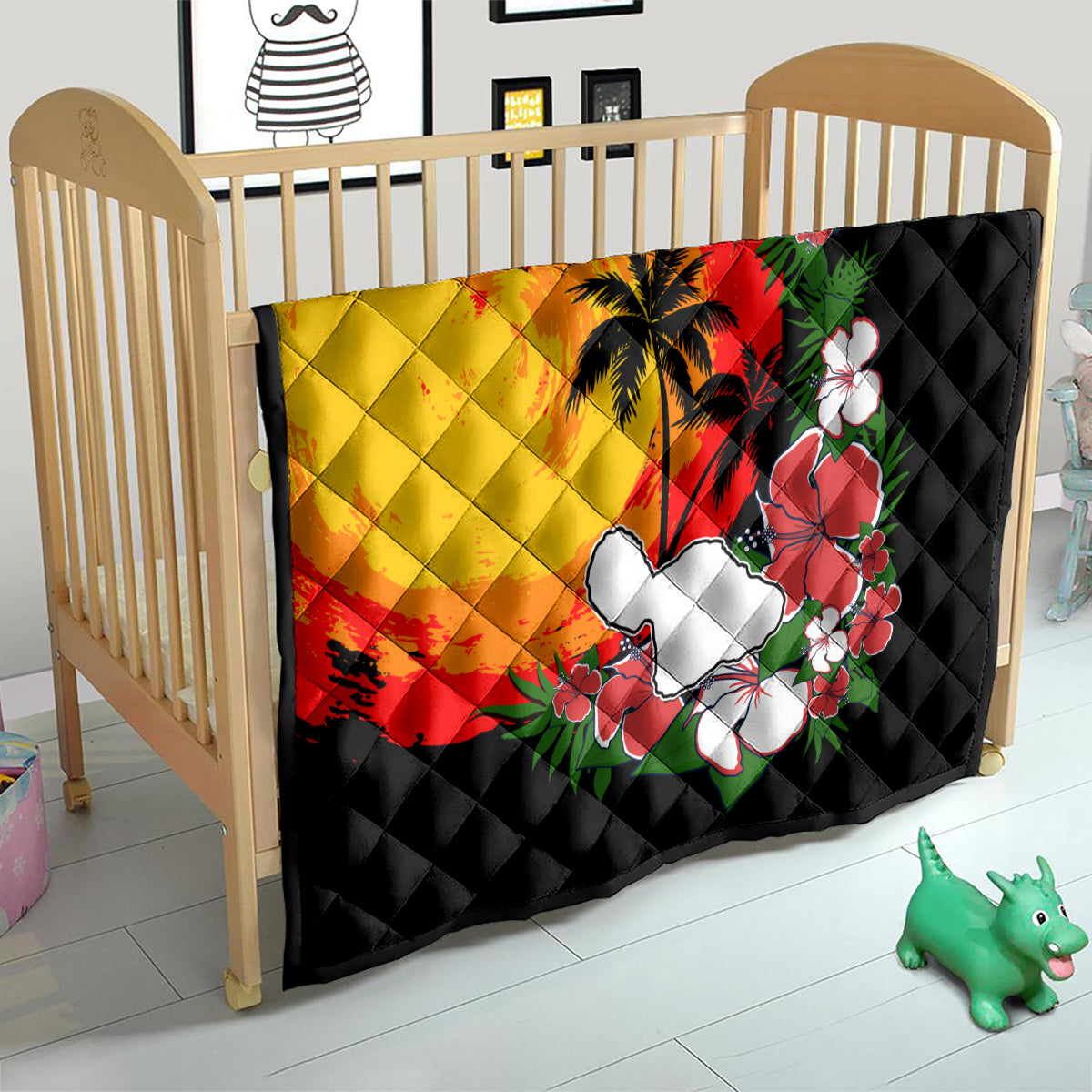 Hawaii Maui Island Quilt Maui Map With Tropical Forest Vintage Style LT03 - Polynesian Pride