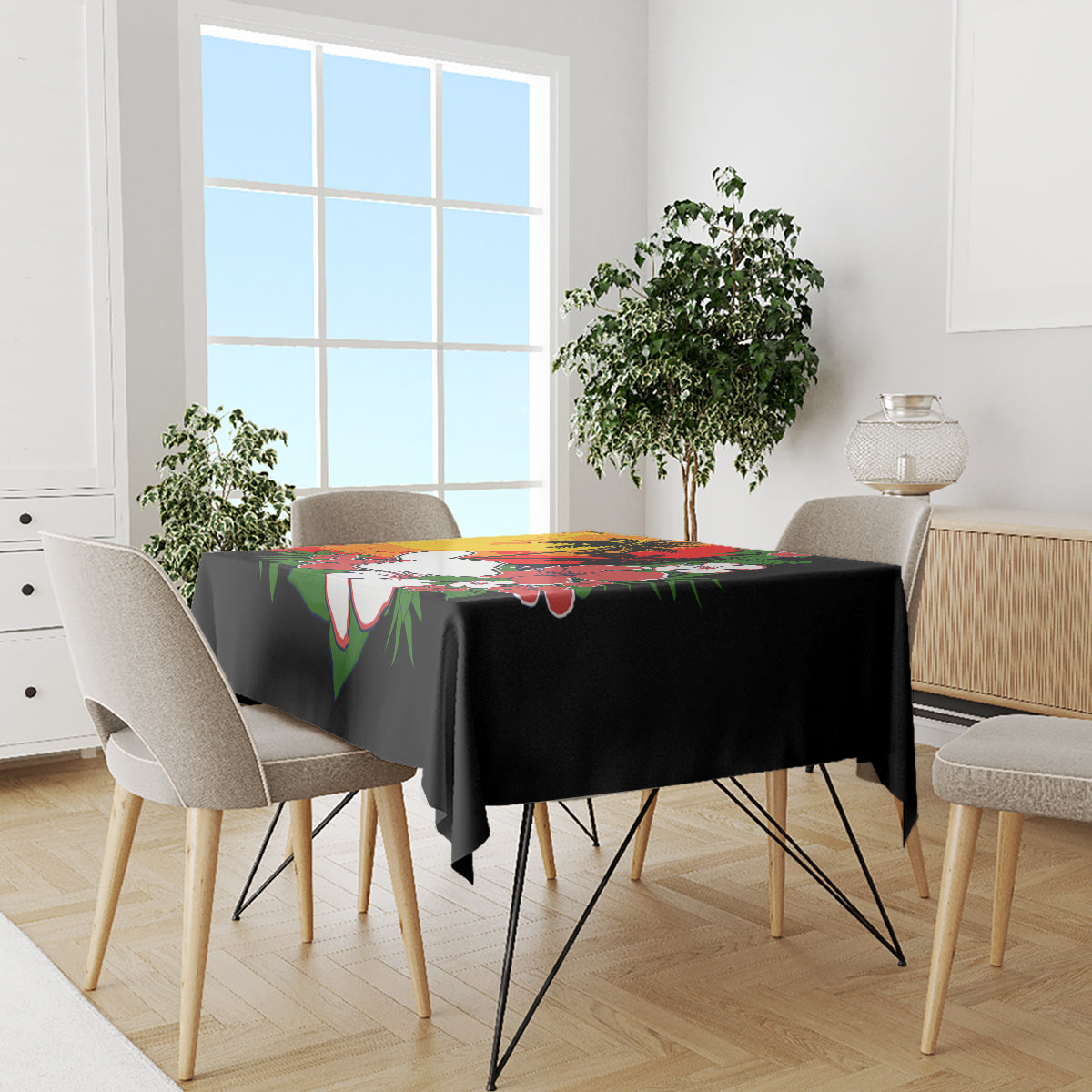 Hawaii Maui Island Tablecloth Maui Map With Tropical Forest Vintage Style LT03 - Polynesian Pride