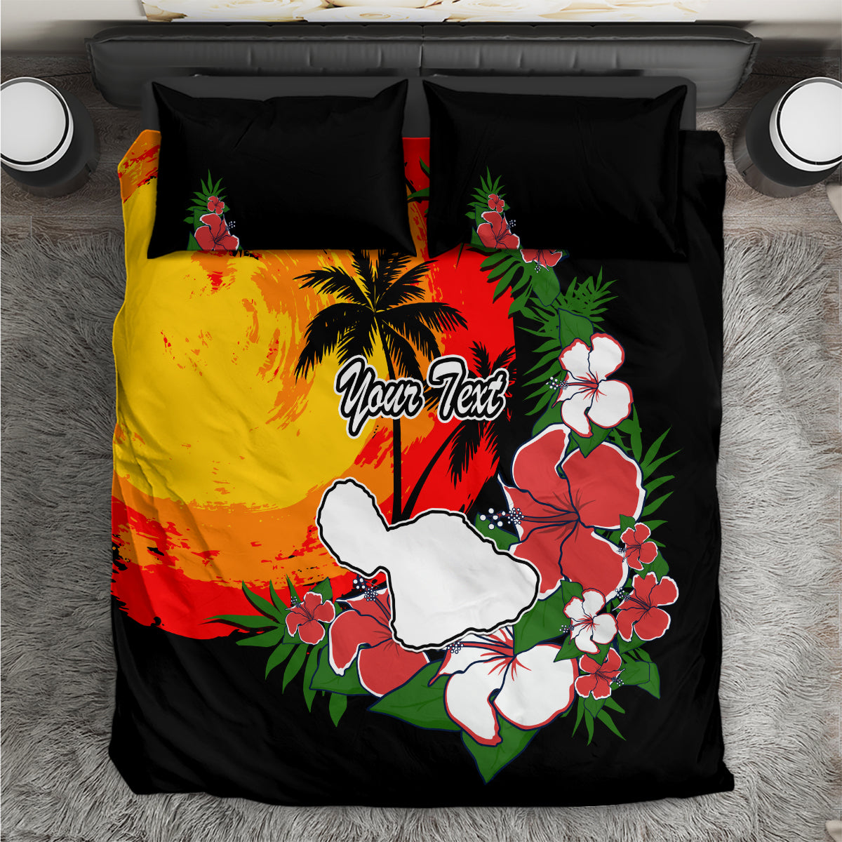 Custom Hawaii Maui Island Bedding Set Maui Map With Tropical Forest Vintage Style LT03 Black - Polynesian Pride