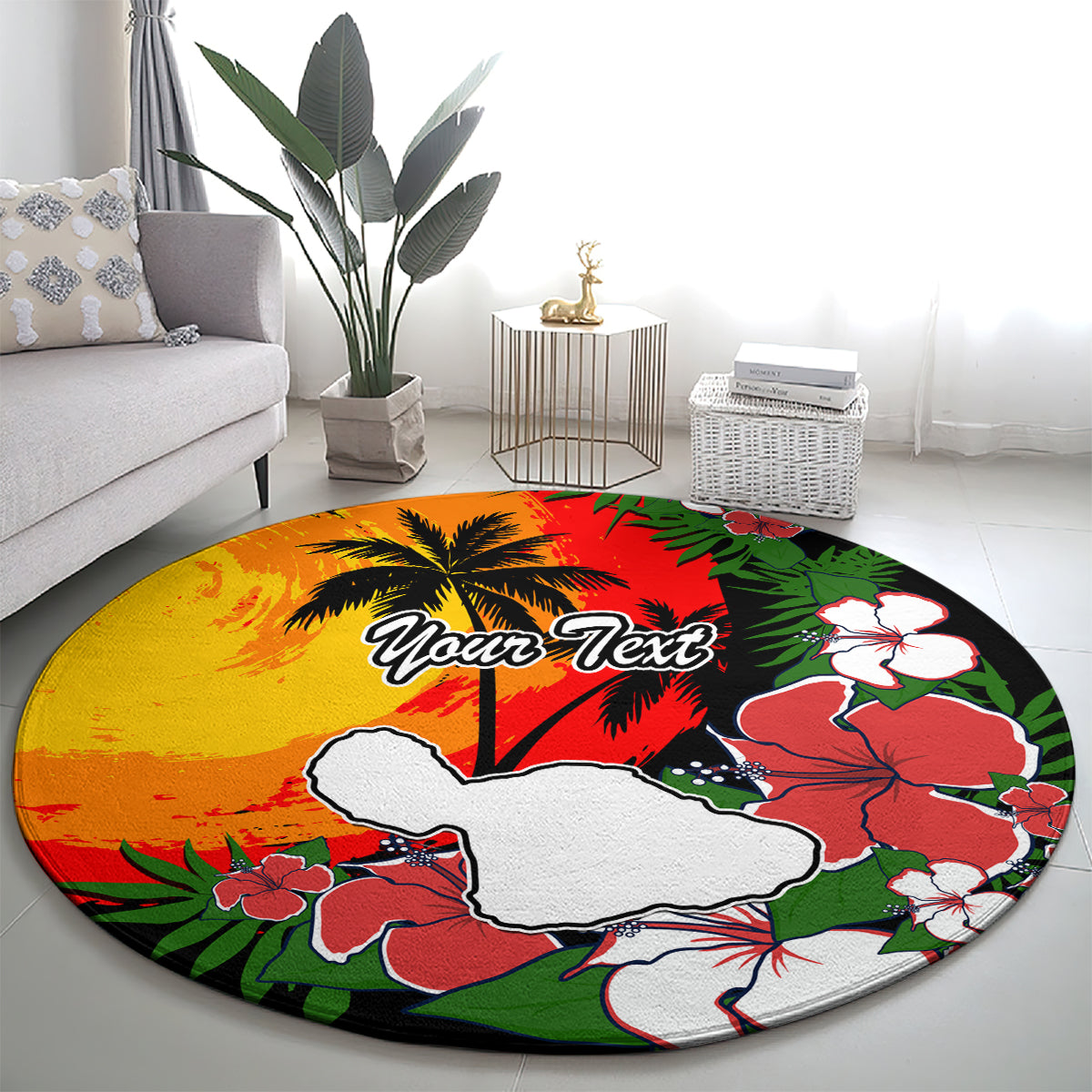 Custom Hawaii Maui Island Round Carpet Maui Map With Tropical Forest Vintage Style LT03 - Polynesian Pride