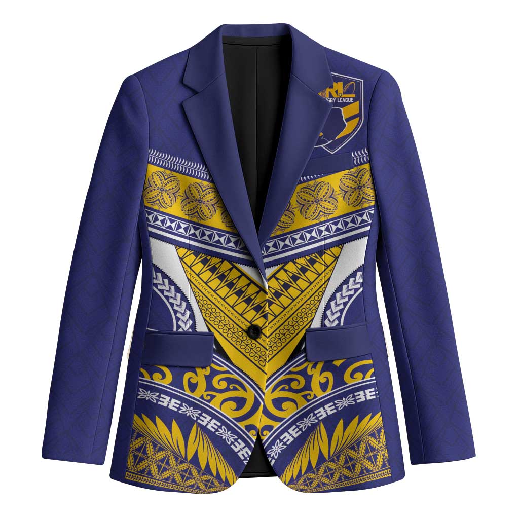 Custom Rugby Niue Blazer Hiapo Tribal Heritage Tattoos Blue Color LT03 Unisex Blue - Polynesian Pride