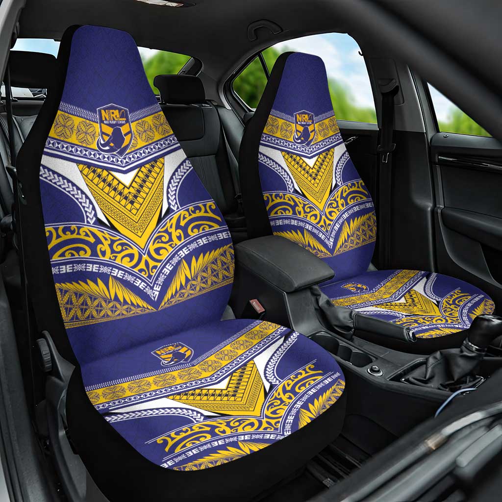Rugby Niue Car Seat Cover Hiapo Tribal Heritage Tattoos Blue Color LT03 One Size Blue - Polynesian Pride