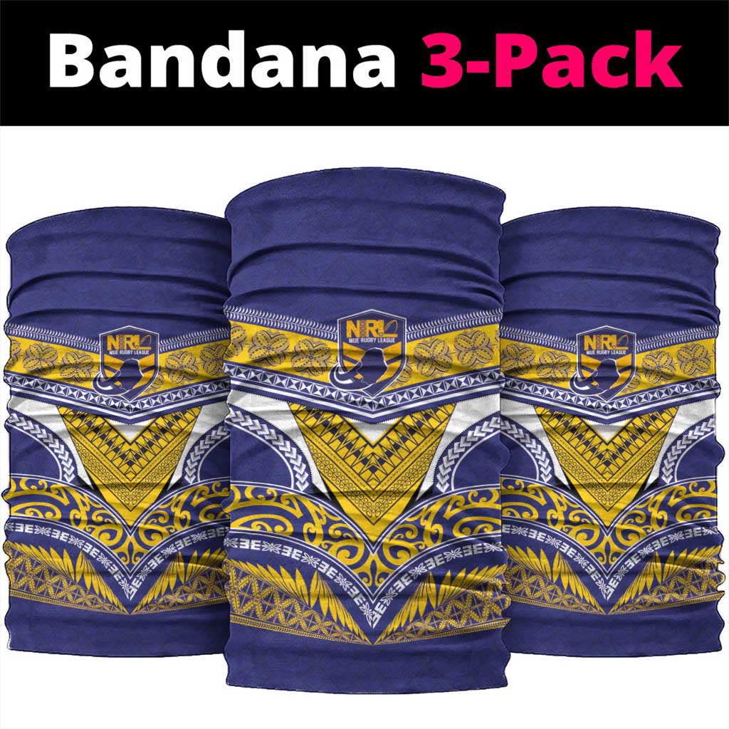 Rugby Niue Neck Gaiter Hiapo Tribal Heritage Tattoos Blue Color LT03 package One Size: 25*50cm Blue - Polynesian Pride