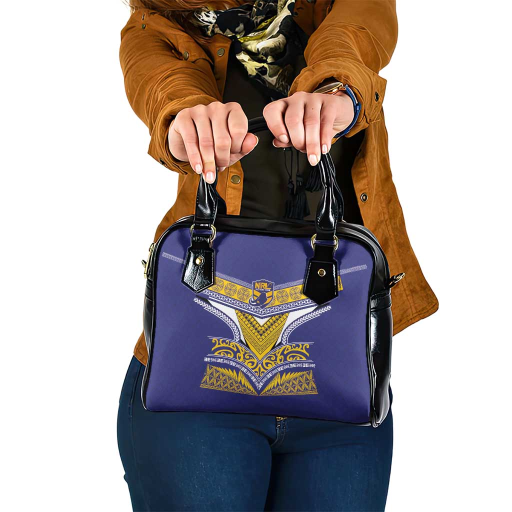 Rugby Niue Shoulder Handbag Hiapo Tribal Heritage Tattoos Blue Color LT03 One Size Blue - Polynesian Pride