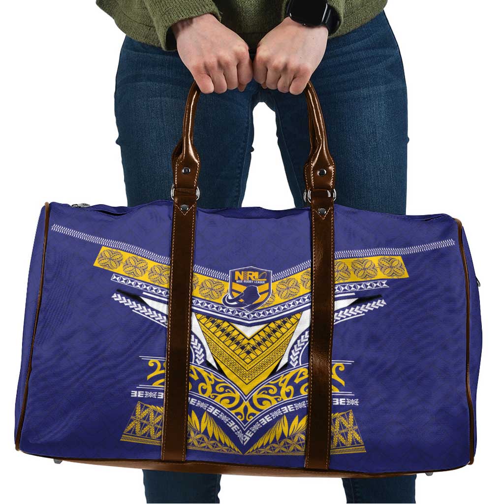 Rugby Niue Travel Bag Hiapo Tribal Heritage Tattoos Blue Color LT03 Blue - Polynesian Pride