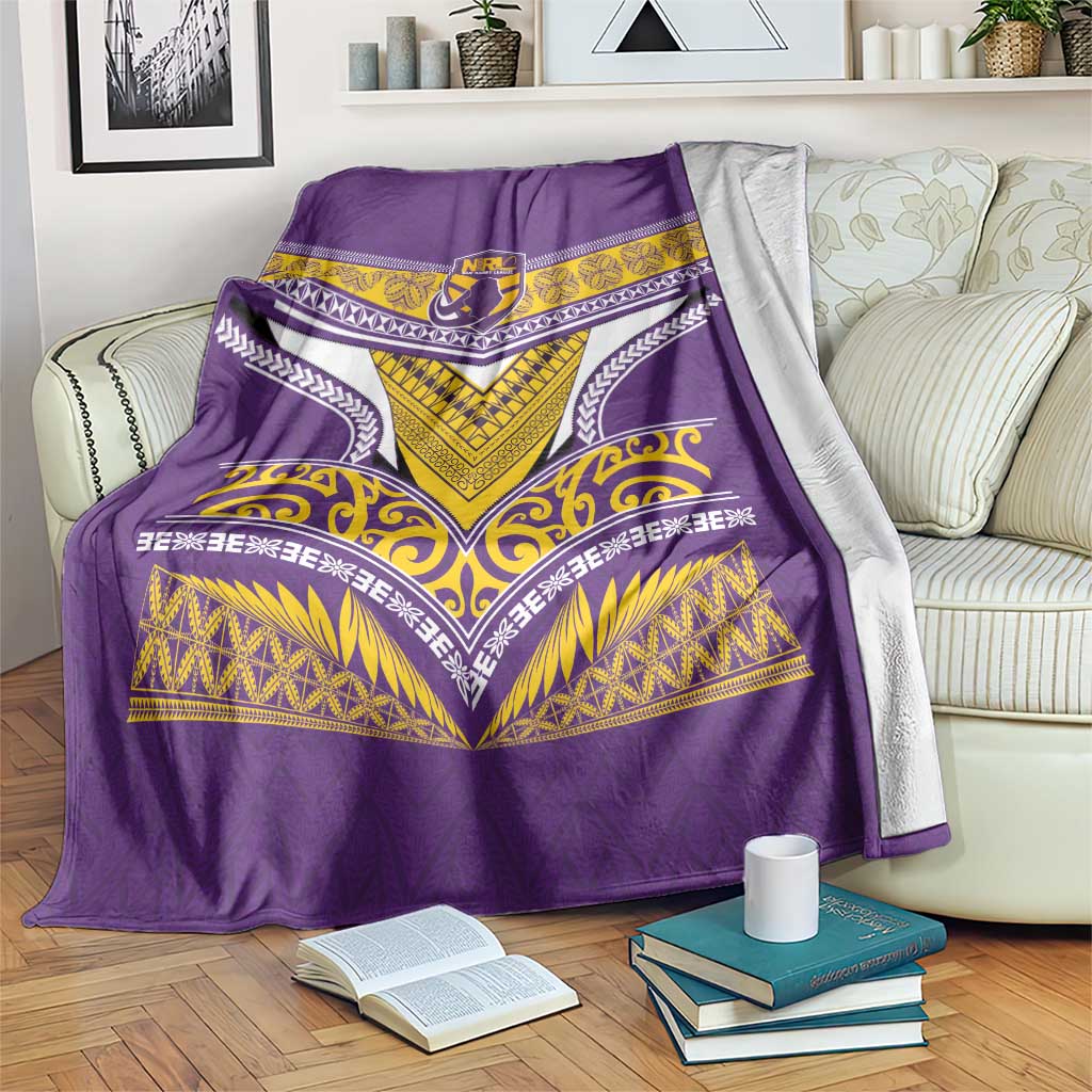Rugby Niue Blanket Hiapo Tribal Heritage Tattoos Purple Color LT03 Purple - Polynesian Pride