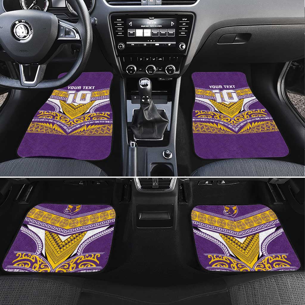 Custom Rugby Niue Car Mats Hiapo Tribal Heritage Tattoos Purple Color LT03 Set 4pcs Purple - Polynesian Pride
