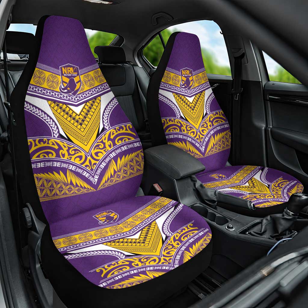 Rugby Niue Car Seat Cover Hiapo Tribal Heritage Tattoos Purple Color LT03 One Size Purple - Polynesian Pride