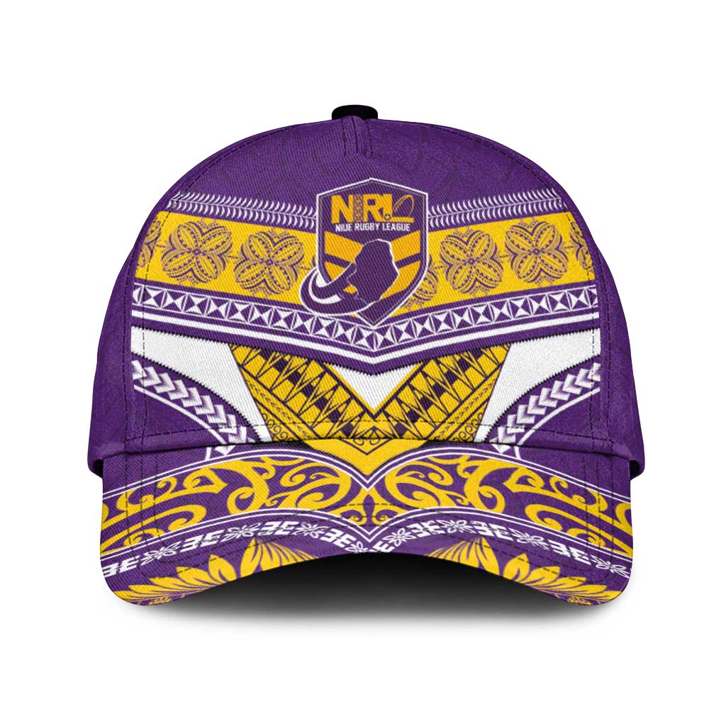 Niue Rugby Classic Cap Hiapo Tribal Heritage Tattoos Purple Color LT03 Universal Fit Purple - Polynesian Pride