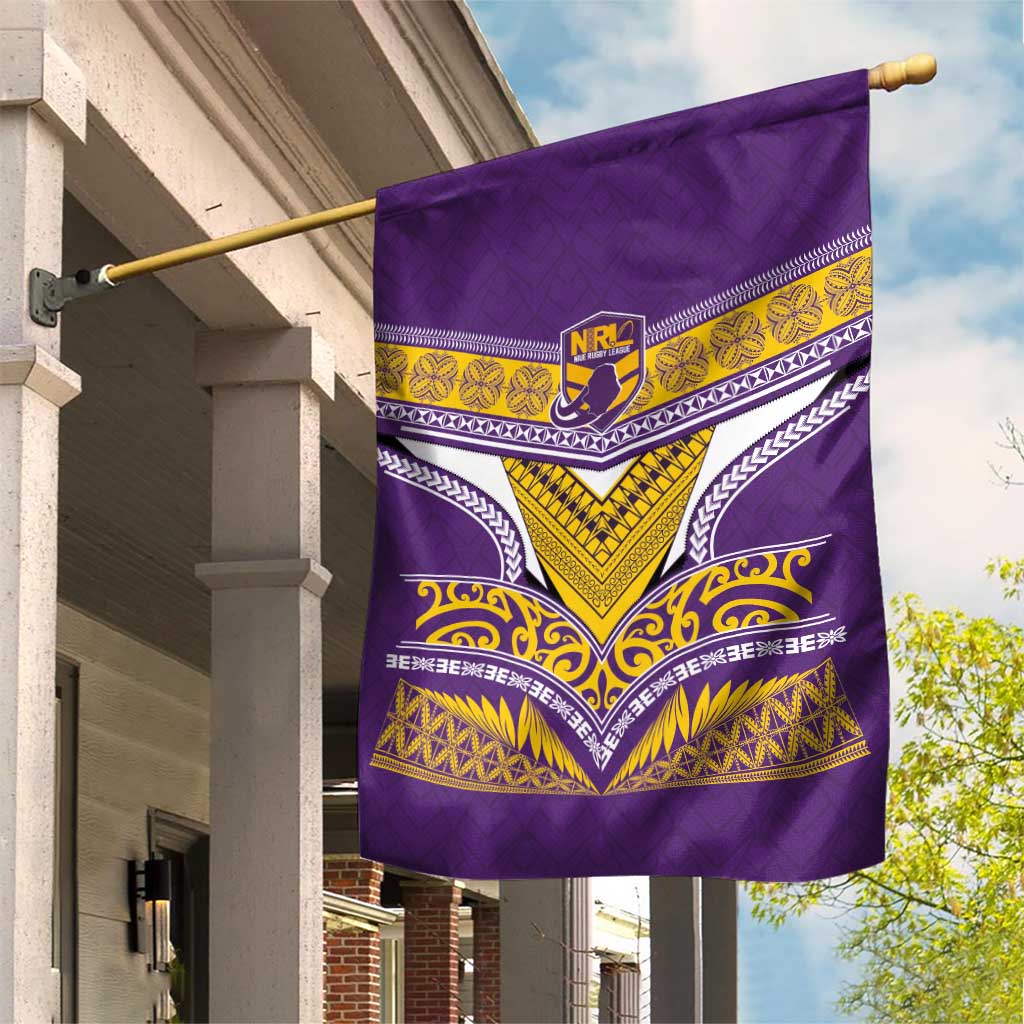 Rugby Niue Garden Flag Hiapo Tribal Heritage Tattoos Purple Color LT03 House Flag Purple - Polynesian Pride