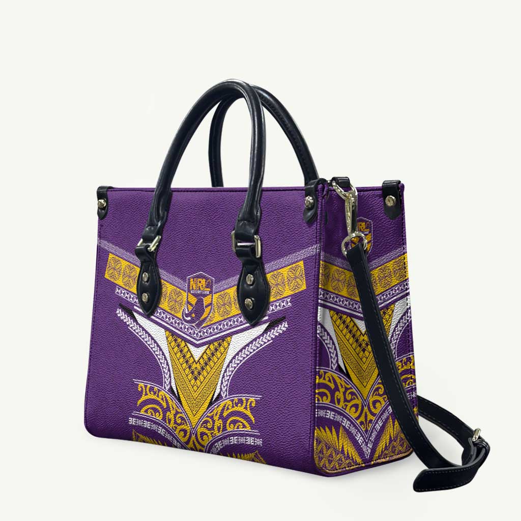 Rugby Niue Leather Bag Hiapo Tribal Heritage Tattoos Purple Color LT03 Purple - Polynesian Pride