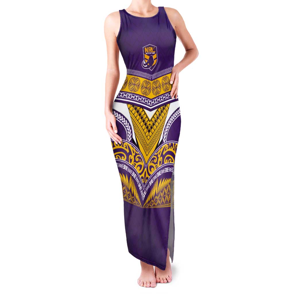 Custom Rugby Niue Tank Maxi Dress Hiapo Tribal Heritage Tattoos Purple Color LT03 Women Purple - Polynesian Pride