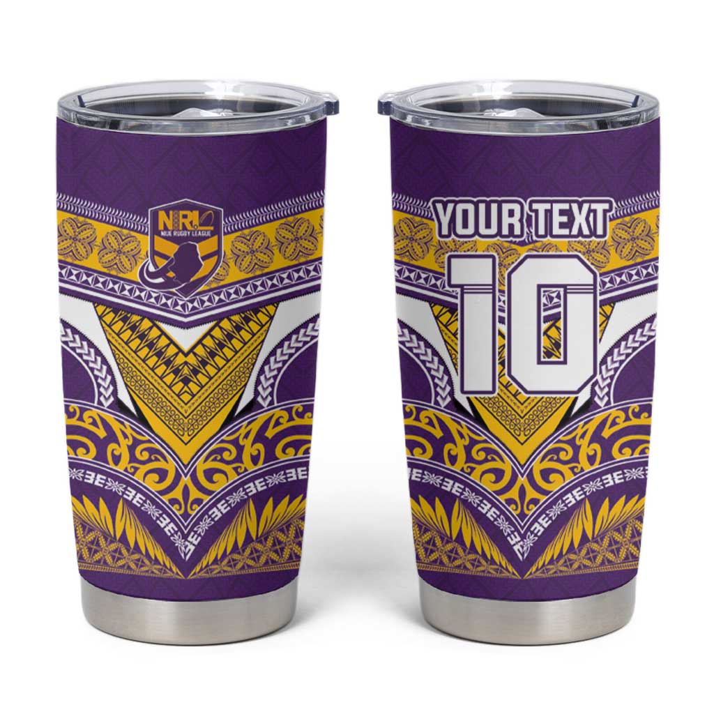 Custom Rugby Niue Tumbler Cup Hiapo Tribal Heritage Tattoos Purple Color LT03 Purple - Polynesian Pride
