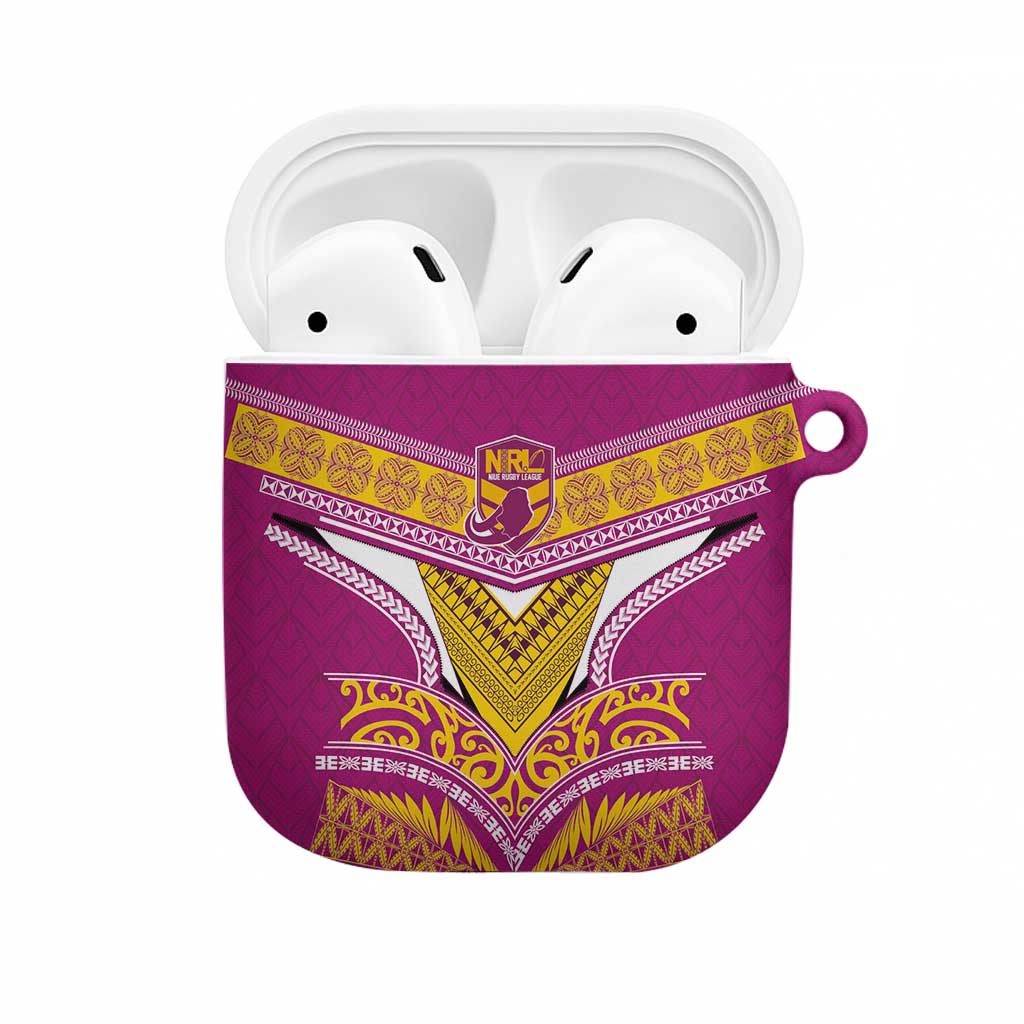 Rugby Niue AirPods Case Hiapo Tribal Heritage Tattoos Pink Color LT03 Pink - Polynesian Pride