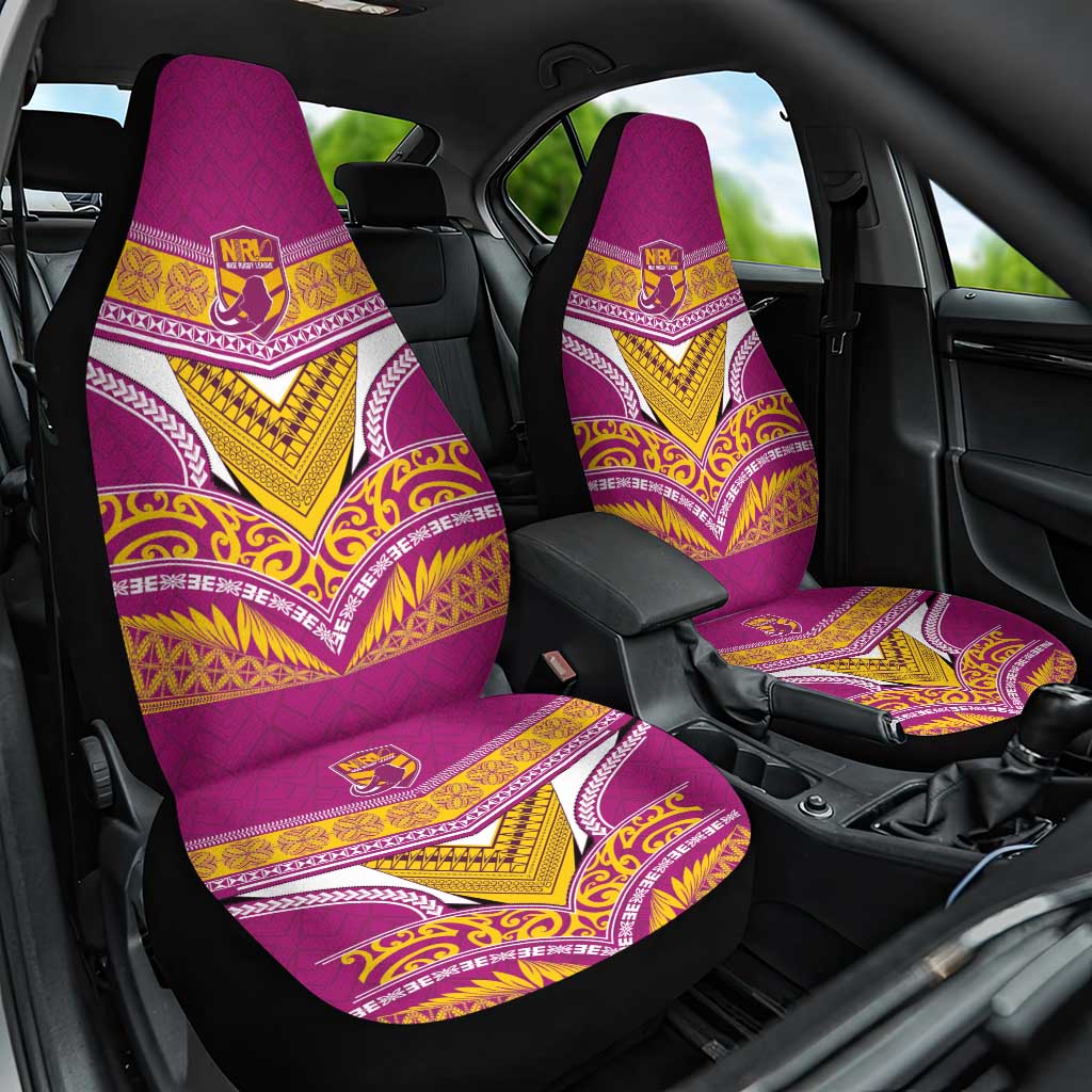Rugby Niue Car Seat Cover Hiapo Tribal Heritage Tattoos Pink Color LT03 One Size Pink - Polynesian Pride