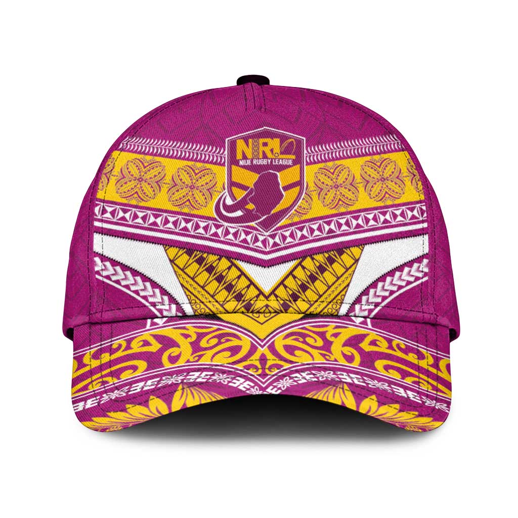 Niue Rugby Classic Cap Hiapo Tribal Heritage Tattoos Pink Color LT03 Universal Fit Pink - Polynesian Pride