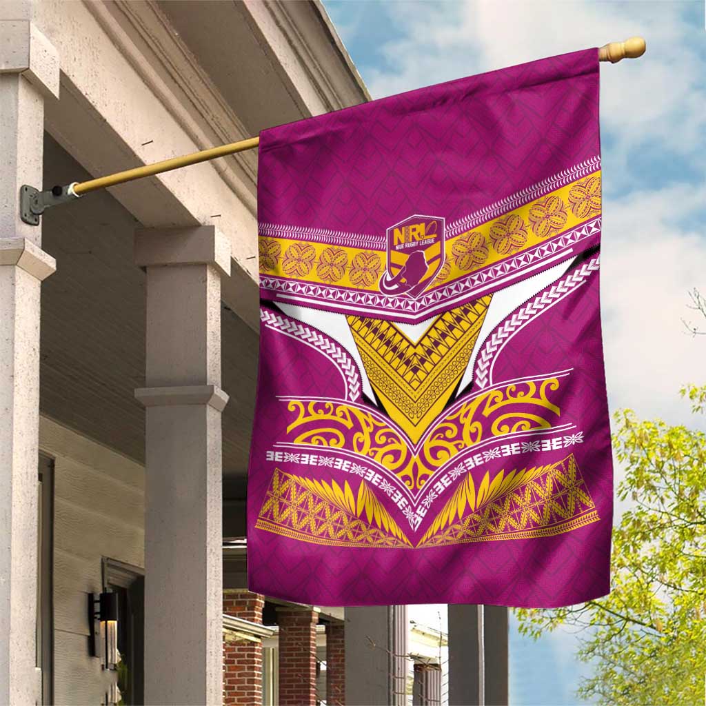Rugby Niue Garden Flag Hiapo Tribal Heritage Tattoos Pink Color LT03 House Flag Pink - Polynesian Pride
