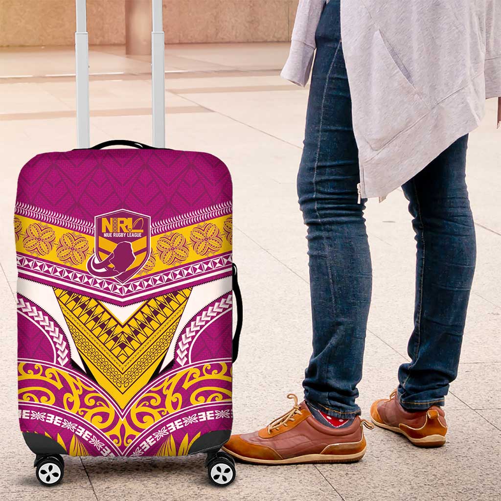 Rugby Niue Luggage Cover Hiapo Tribal Heritage Tattoos Pink Color LT03 Pink - Polynesian Pride