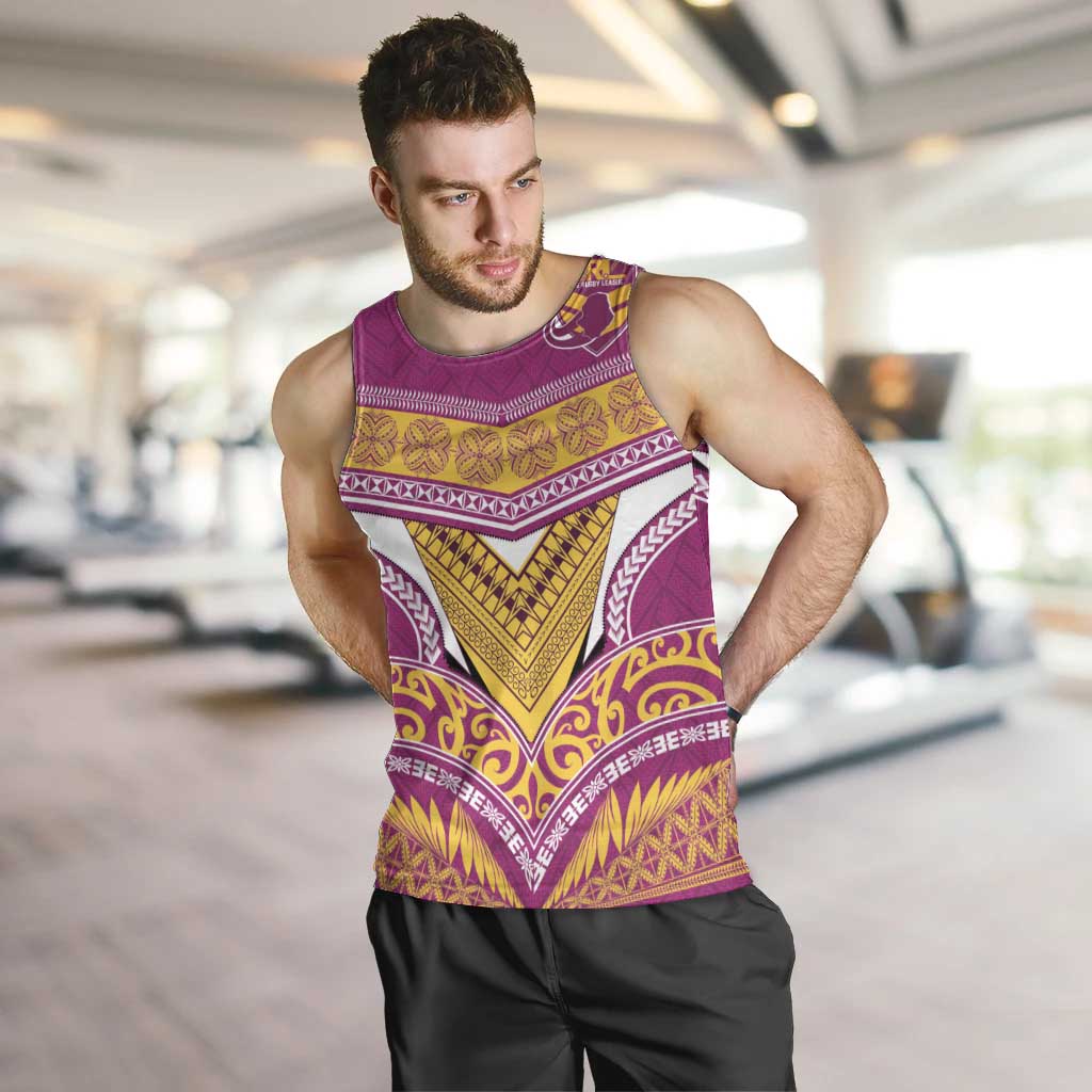 Custom Rugby Niue Men Tank Top Hiapo Tribal Heritage Tattoos Pink Color LT03 Pink - Polynesian Pride