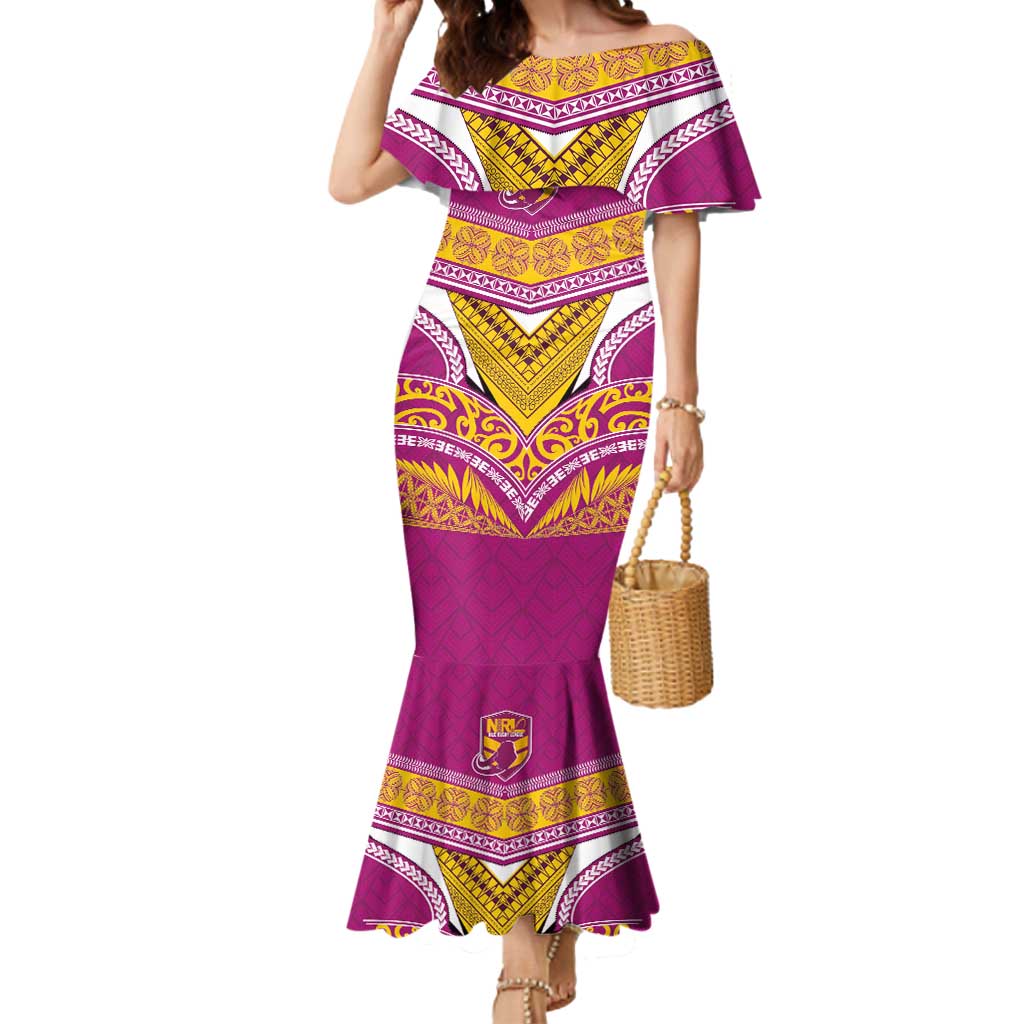 Custom Rugby Niue Mermaid Dress Hiapo Tribal Heritage Tattoos Pink Color LT03 Women Pink - Polynesian Pride