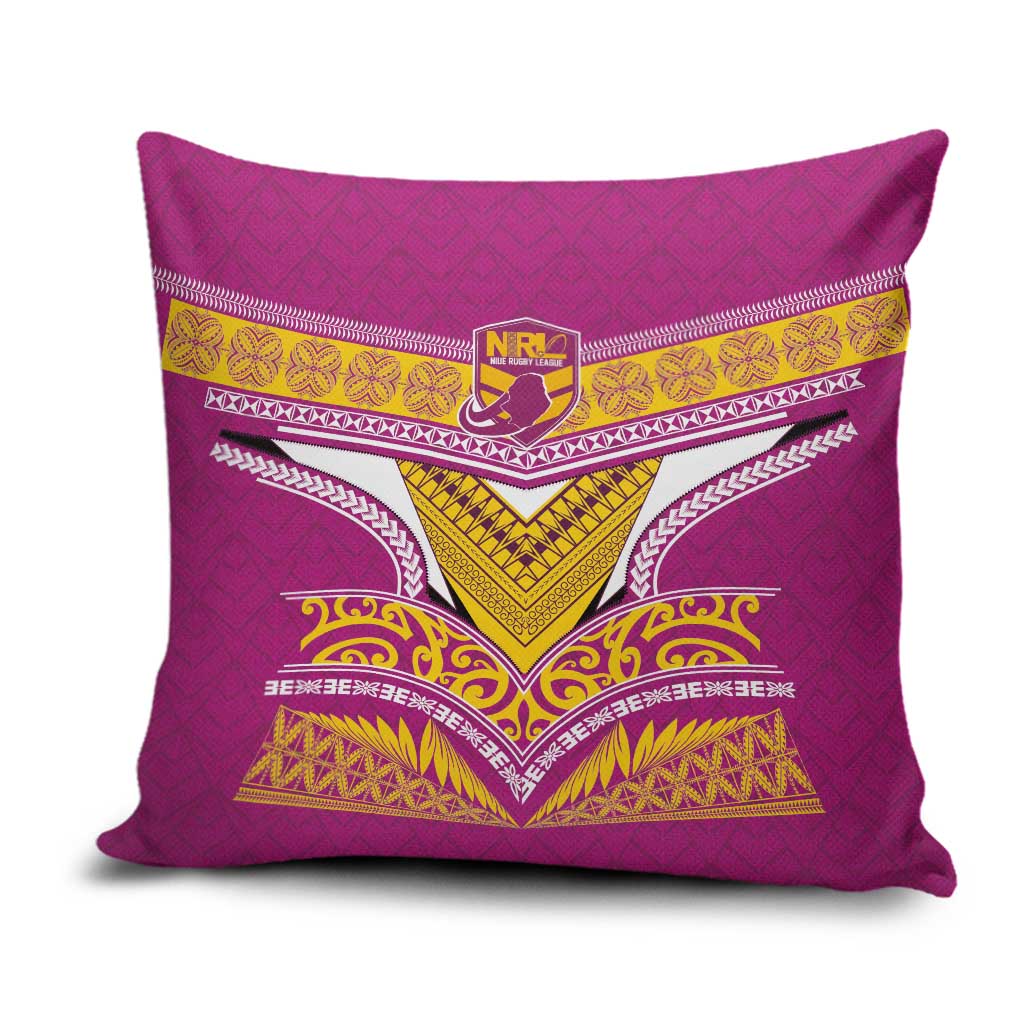 Rugby Niue Pillow Cover Hiapo Tribal Heritage Tattoos Pink Color LT03 Pink - Polynesian Pride