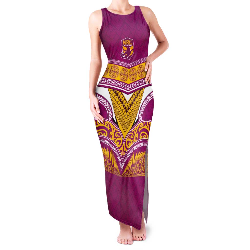Custom Rugby Niue Tank Maxi Dress Hiapo Tribal Heritage Tattoos Pink Color LT03 Women Pink - Polynesian Pride