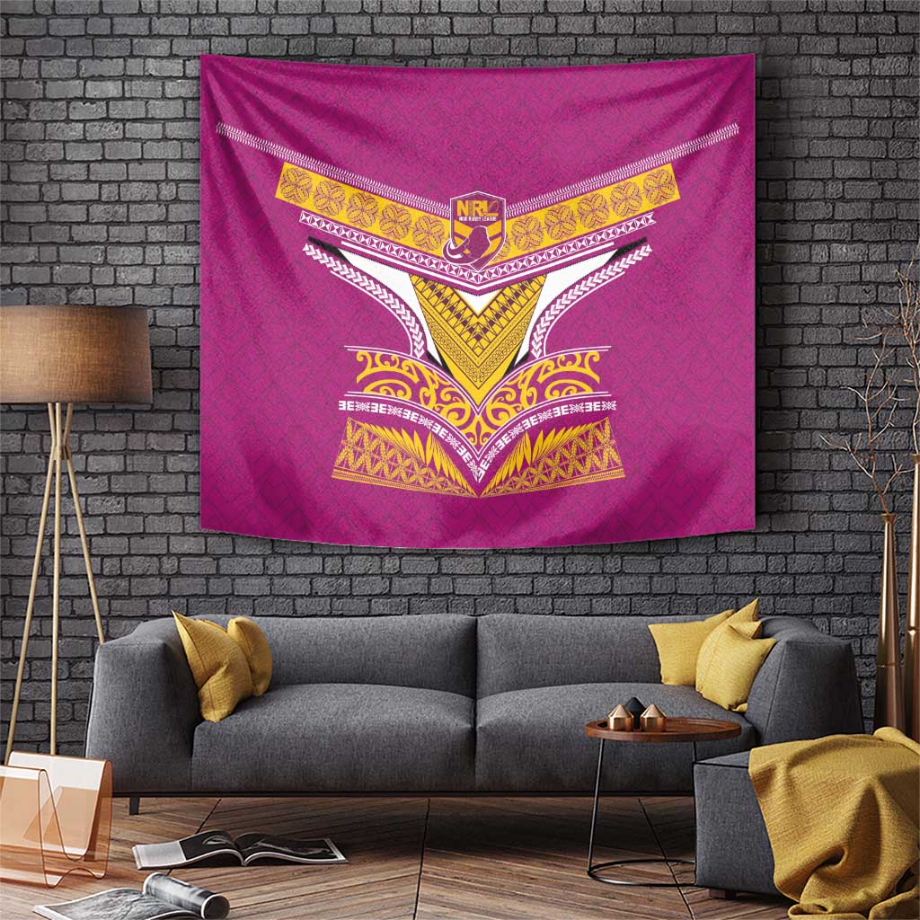 Rugby Niue Tapestry Hiapo Tribal Heritage Tattoos Pink Color LT03 Pink - Polynesian Pride