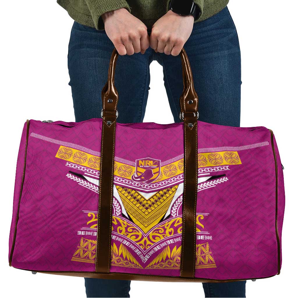 Rugby Niue Travel Bag Hiapo Tribal Heritage Tattoos Pink Color LT03 Pink - Polynesian Pride