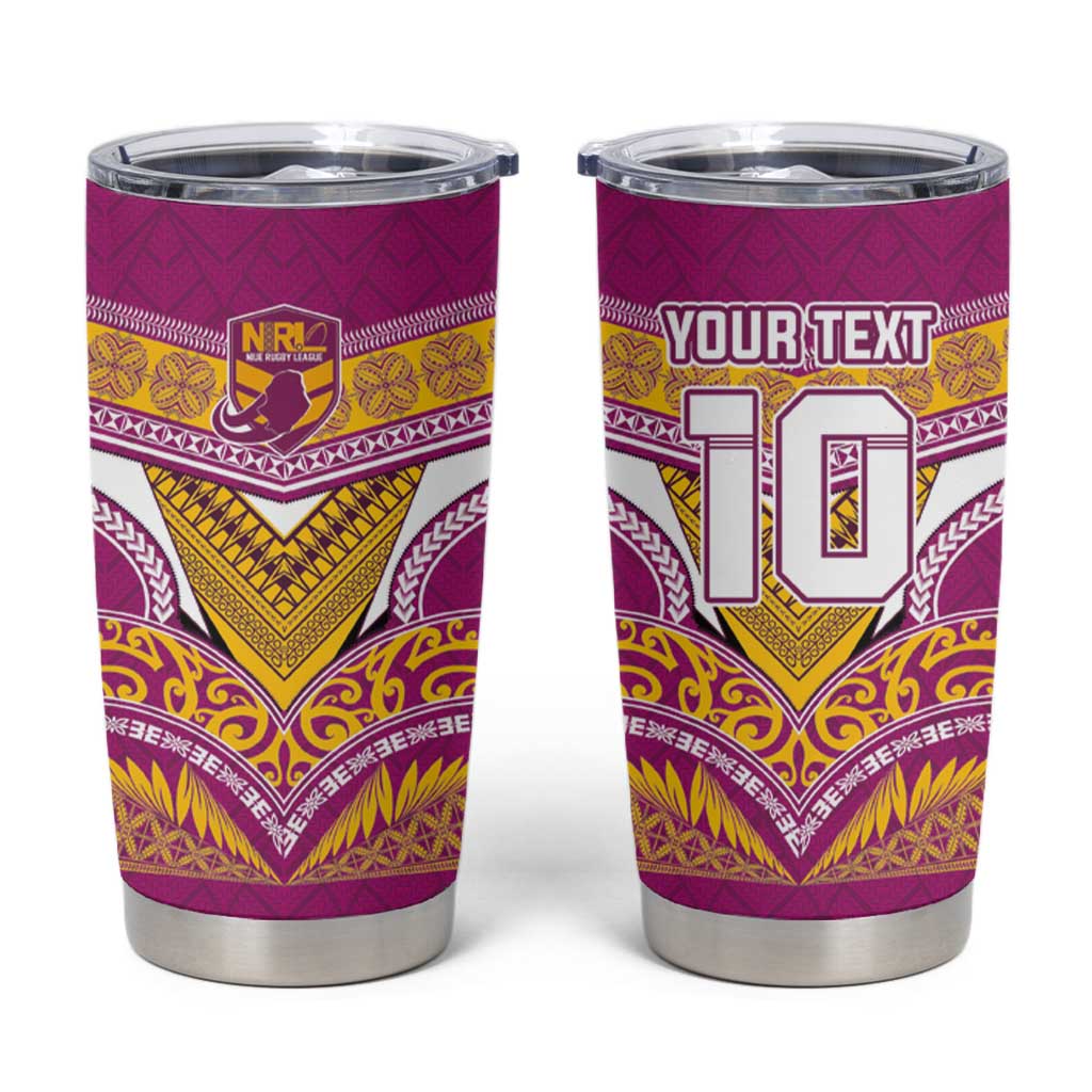 Custom Rugby Niue Tumbler Cup Hiapo Tribal Heritage Tattoos Pink Color LT03 Pink - Polynesian Pride