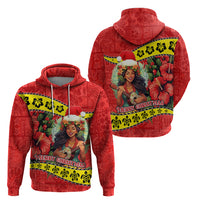 Hawaii Christmas Hoodie Hula Girl Hibiscus With Hawaiian Style Tribal Fabric Patchwork LT03 - Polynesian Pride