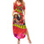 Hawaii Christmas Summer Maxi Dress Hula Girl Hibiscus With Hawaiian Style Tribal Fabric Patchwork LT03 Women Red - Polynesian Pride